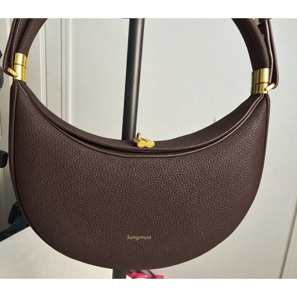 Songmont Luna Brown Convertible Crescent Shoulder Bag Minimalist Quiet Luxury